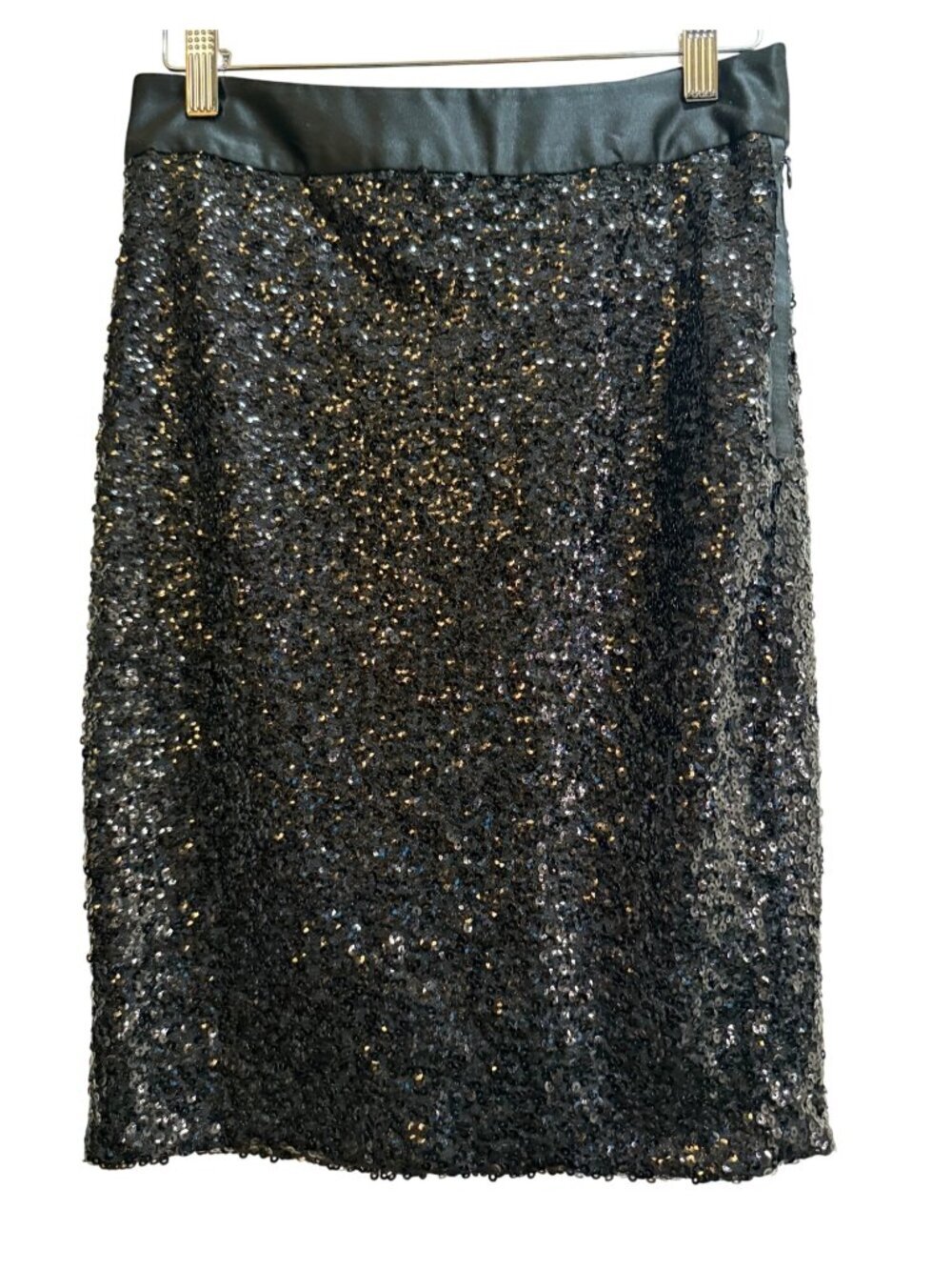 The LIMITED Deadstock Black Sequin Embellished Pencil Skirt Tailored Sleek Glam